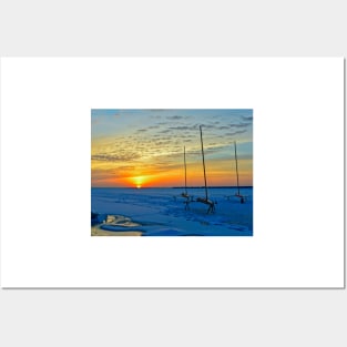 Iceboats at Dawn on Barnegat Bay, New Jersey. Posters and Art